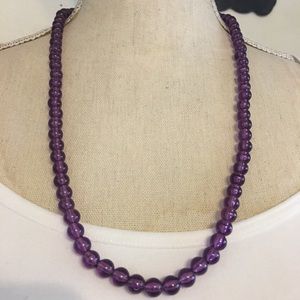 Vintage purple round resin bead necklace